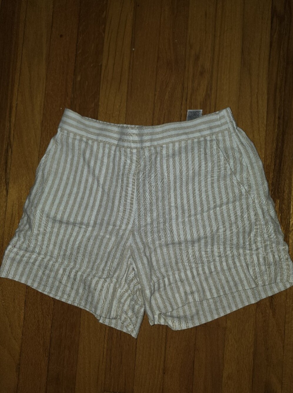 Banana Republic Cream & White High-Waist Striped Shorts